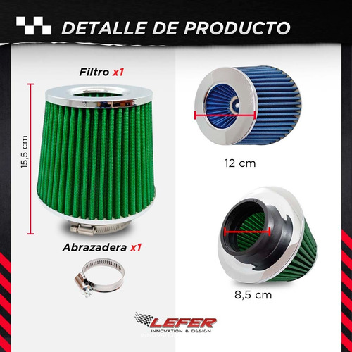 Imagen 2 de 9 de Filtro De Aire Biconico * Lefer Competicion Grande Deportivo