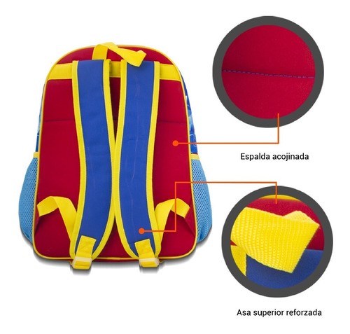 Imagen 3 de 8 de Mochila Escolar Infantil Sonic Triple Compartimiento Amplia