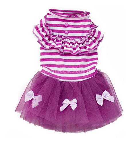 Vestido De Princesa Con Lazo A Rayas Para Perro Talla M