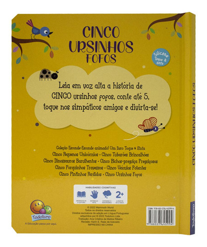 Esconde-esconde Animado! Toque & Sinta:cinco Ursinhos Fofos, De Mammoth World. Editorial Todolivro, Capa Mole Em Português