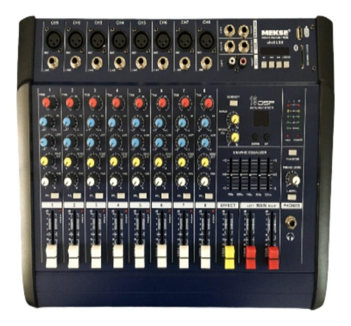 Consola Mixer 8 Canales Blue + Usb Uks-8usb Mekse