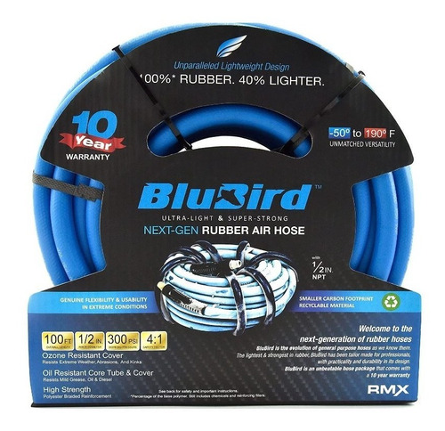 Manguera De Aire Blubird Ligera De 1/2 Para Compresor 30 Mts