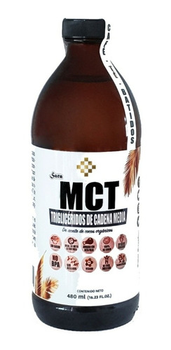 Aceite Mct Sara Keto Orgánico, Sin Hexanos, 100% Coco 480ml