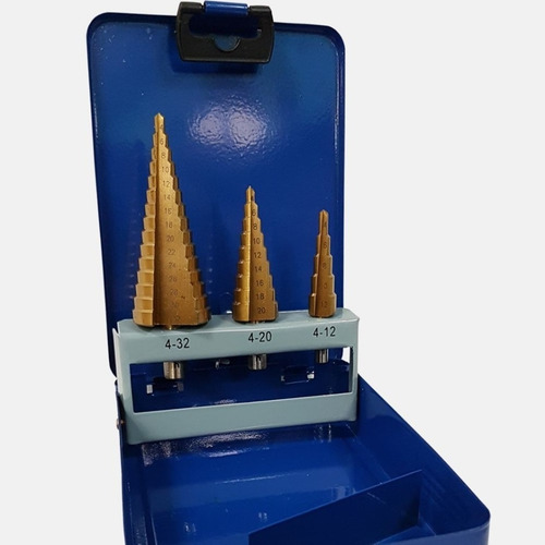 Broca Escalonada Para Metal Set X 3 Brocas 4-32mm Hemic