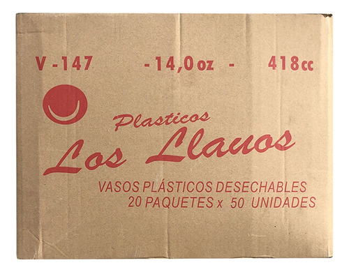 Vasos Desechables 14 Onzas V-147 Marca Los Llanos 20 Pa X 50