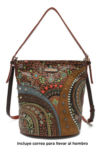 Bolsa Hobo Nicole Lee Estampado Vintage Con Pedrería Fw22