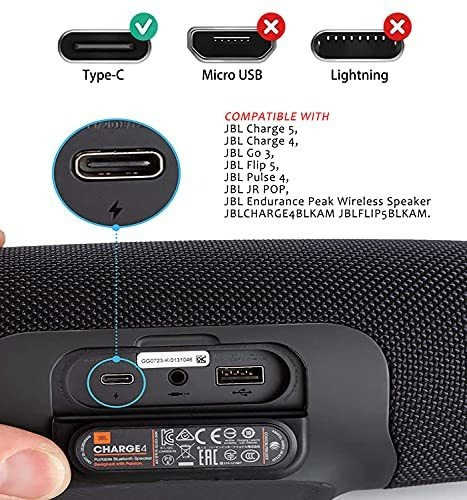 Cable De Carga Para Jbl Charge 4, Flip 5, Pulse 4, Jr Pop,
