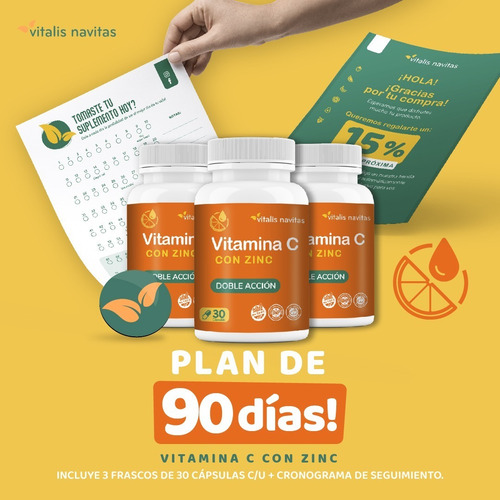 Imagen 2 de 10 de Plan 90 Días De Vitamina C + Zinc X 90 Cápsulas Premium