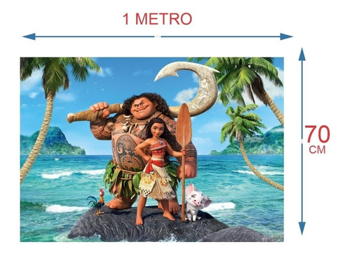 Imagem 2 de 5 de Super Kit Totem Display Decoração Moana + Painel