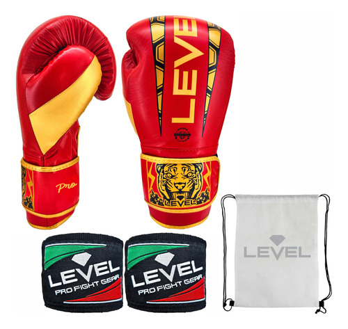 Kit Guantes De Box Vendas Level Boxeo Kick Boxing Thai Mma