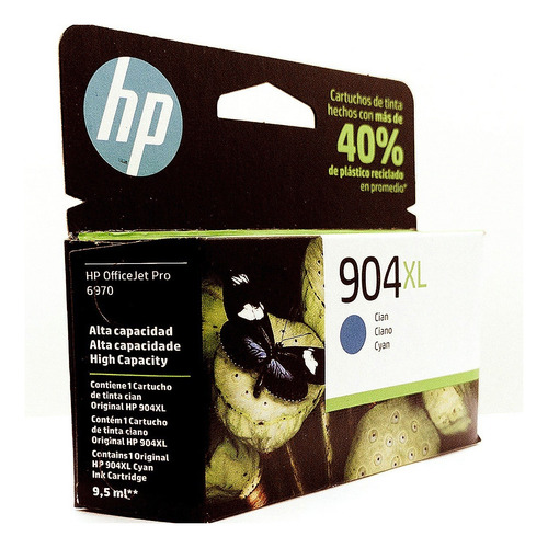 Cartucho HP HP 904xl cian T6m04al