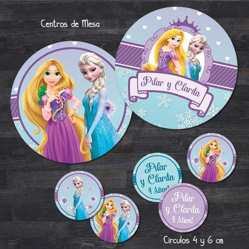 Kit Imprimible Cumpleaños Personalizado Elsa Y Rapunzel