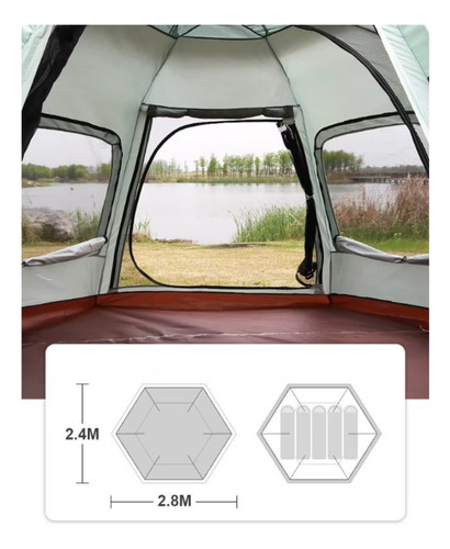 Carpa Automática Hexagonal Para 6 Personas 240x280x160