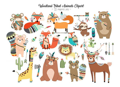 Clipart Woodland Tribal Animals Png