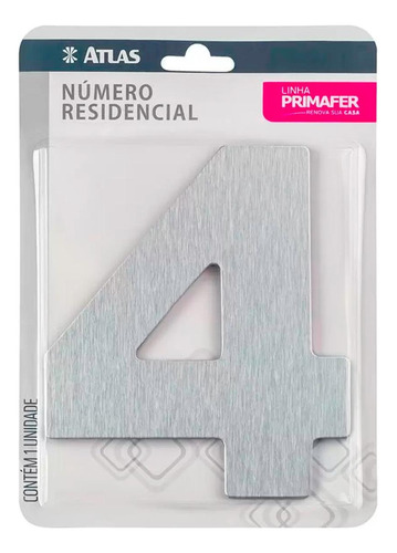 Numero Residencial Atlas Escovado 6cm Nº 4