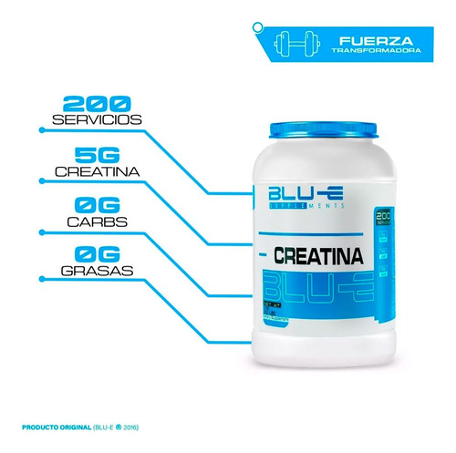 Creatina Blu-e Monohidratada 1k 200 Servicios Varios Sabores Natural