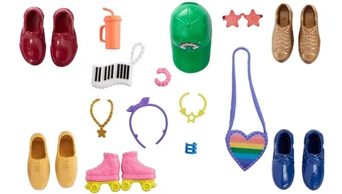 Barbie Accessories Roller-Skating Pack with 11 Storytelling Pieces for  Barbie Dolls Including Roller Skates, Piano Purse, Rainbow Visor,  Star-Shaped Sunglasses …