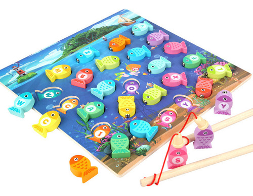 Para Juego De Pesca Con Imán De Madera For Niños /