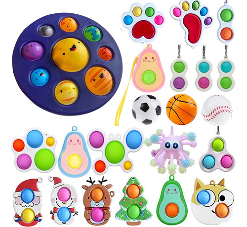 22pcs Antiestrés Alivio Squishy Pops Fidget Juguetes Al Por