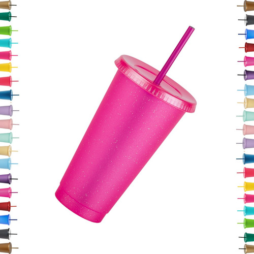 30 Vasos Reusables Con Popote 24 Oz Tipo Star Transparente