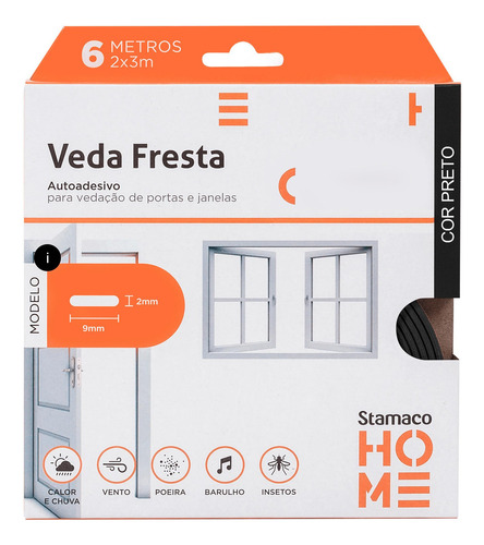 Veda Fresta Porta Modelo I Preto - 6 Metros Stamaco Home