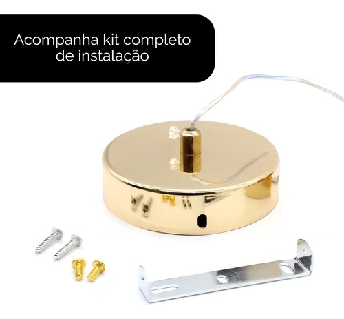 Pendente Cristal Bolhas Led 3 Cores Gold Saturno Esfera Cor Dourado