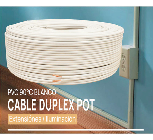 Pack 2x: Cable Pot 2x16, Total 200m 90°c Cable Dúplex Cubierta Blanco