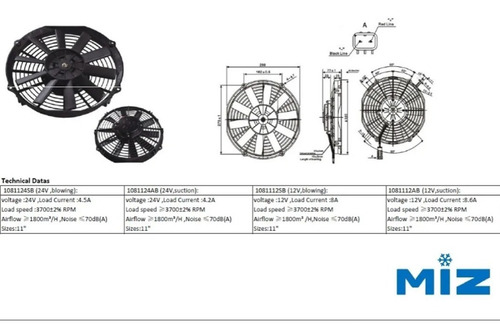 Imagem 5 de 6 de Eletro Ventilador Ventoinha Universal 11 Poleg. 12 v Aspira