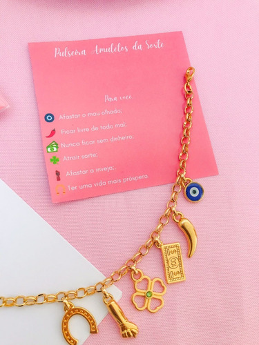 Imagem 2 de 2 de Pulseira Feminina Amuleto Da Sorte