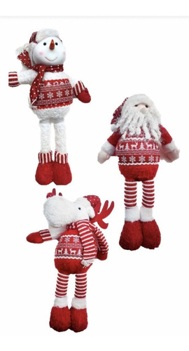 Muñeco Navideño De Peluche 3 Piezas Moño De Nieve Reno Santa