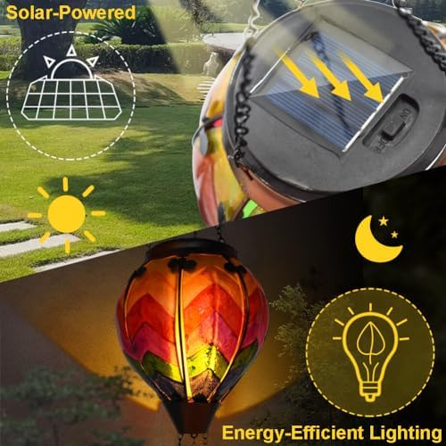 Linterna Solar De Globo De Aire Caliente Con Llama Parpadean