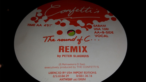 Confettis The Sound Of C (remix) Vinilo Maxi Belgium 88 (Usado)