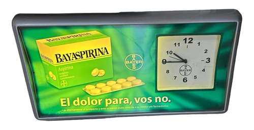 Cartel Publicitario Bayer Bayaspirina Luminoso Antiguo
