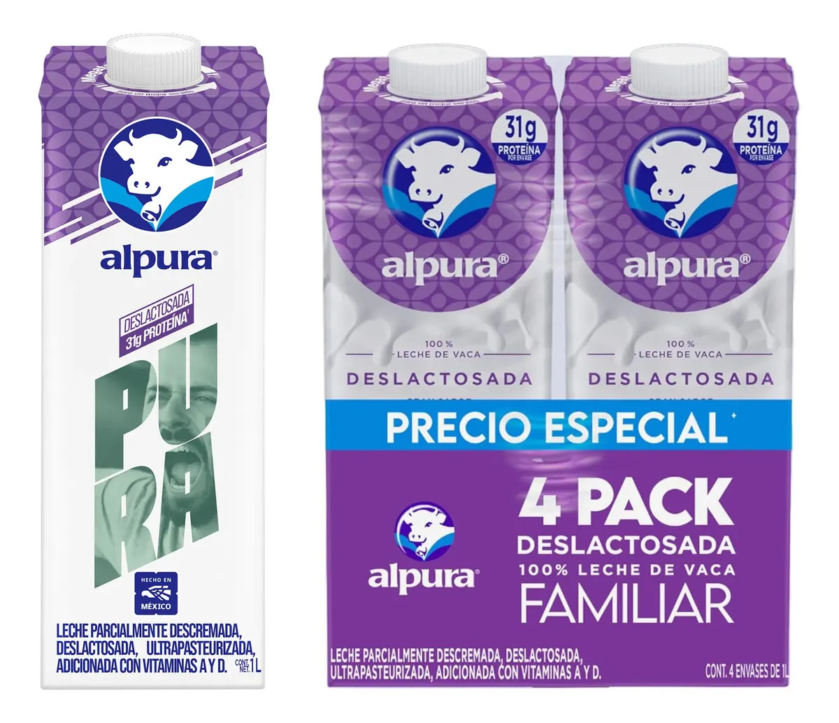 Pack x4 Leche Deslactosada 4l Alpura