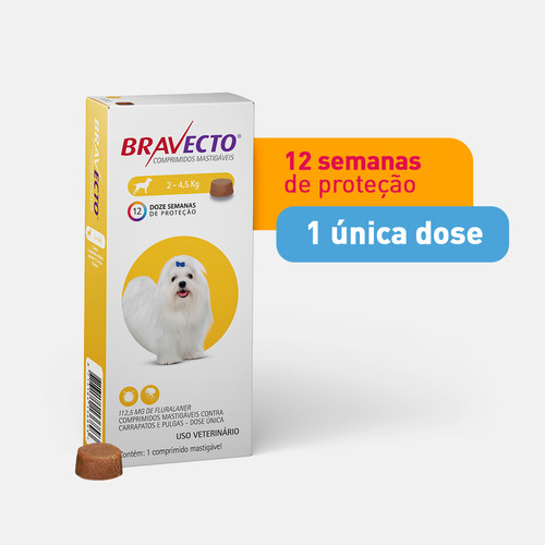 Antipulga Carrapato Bravecto 112,5 Mg Cães De 2 Kg A 4,5 Kg