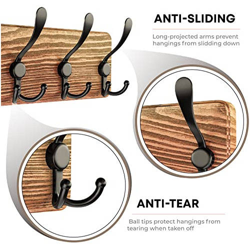 Perchero Rústico De Pared De Madera 5 Ganchos Forma De...