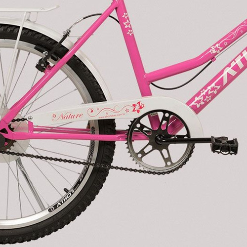 Bicicleta Infantil Feminina Athor Nature Aro 24 C/ Cesto Cor Rosa