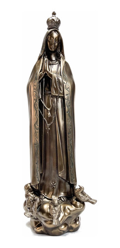 Virgen De Fátima 31cm Acabado Bronce