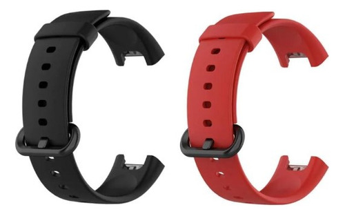 Kit Compatível Com Xiaomi Mi Watch Lite E Redmi Watch 2 Lite Cor Preto-Vermelho
