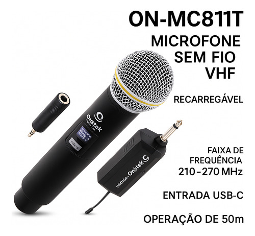 Microfone Sem Fio Profissional Recarregável Display Digital