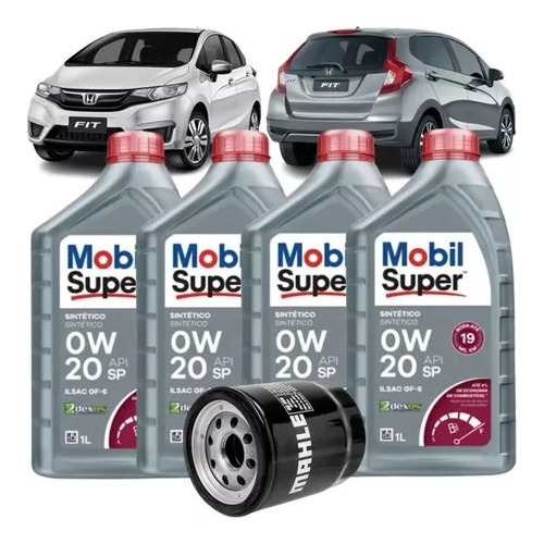 Kit Troca De Óleo 0w20 Mobil Honda  City Fit 1.5 16v 2014...