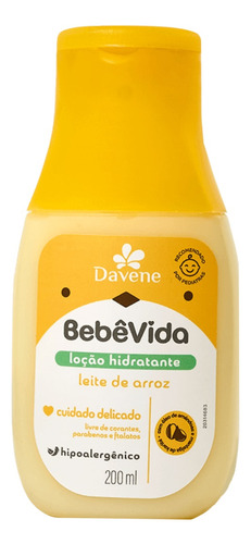 Loção Hidratante Bebê Vida Leite De Arroz 200ml Davene