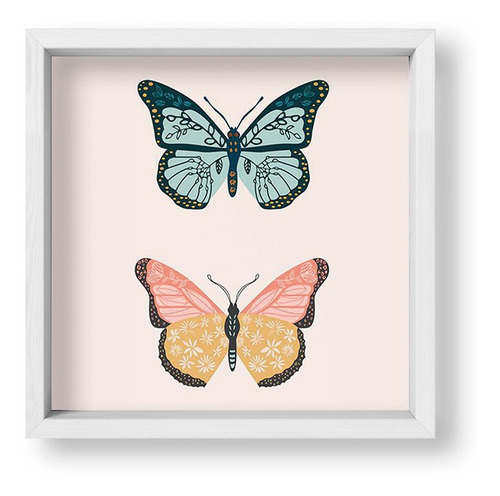 Cuadros Decorativos 20x20 Box Blanco Cute Mariposas