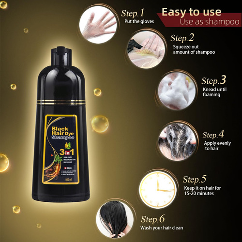 Ivnil Meidu Black Hair Dye Shampoo 3 En 1 Para Cobertura De