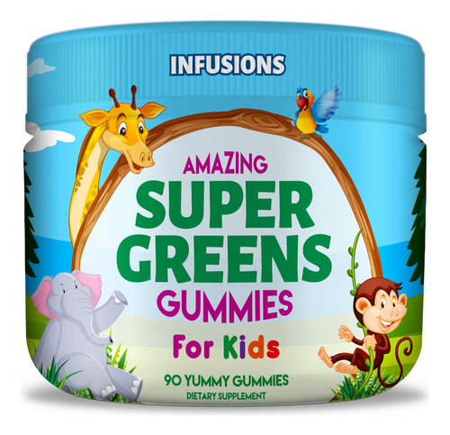 Infusiones Super Green Gummies Para Ninos, 90 Unidades, Suav