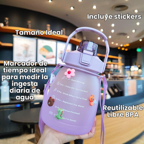 Botella Plástica Reutilizable Agua Motivacional 1200ml Niña