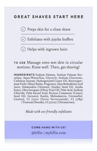 Buffer De Carrocería De Billie Barra De Exfoliación Previa