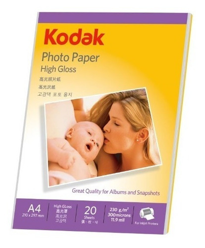 40h Papel Kodak Super Glossy Premium A4 230gr Pa-ko-230a4