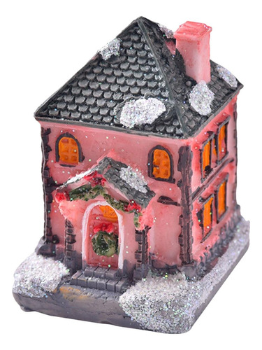 2pcs Lighted House Statue Ornament Light Village Set