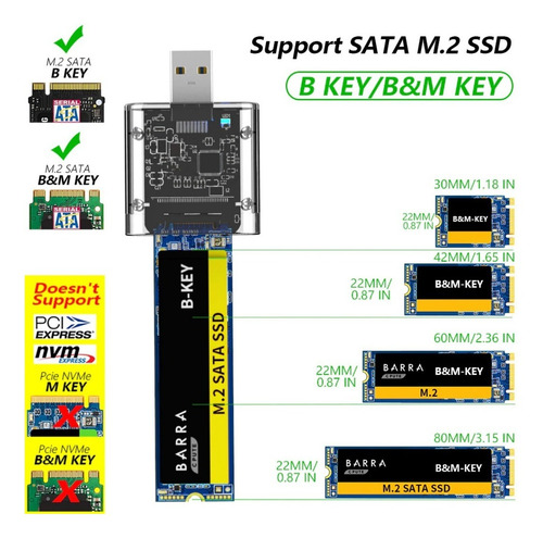 Imagem 4 de 7 de Case Adaptador Hd Externo Ssd Ngff M.2 Key B Para Usb 3.0